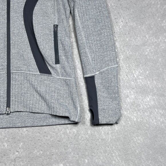 Lululemon Sweatshirt Womens Size 6 Ghost Herringbone Brushed Stride Jacket - Picture 6 of 13